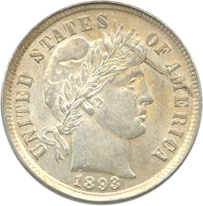 image for: 1893/2 10c PCGS AU55 OGH