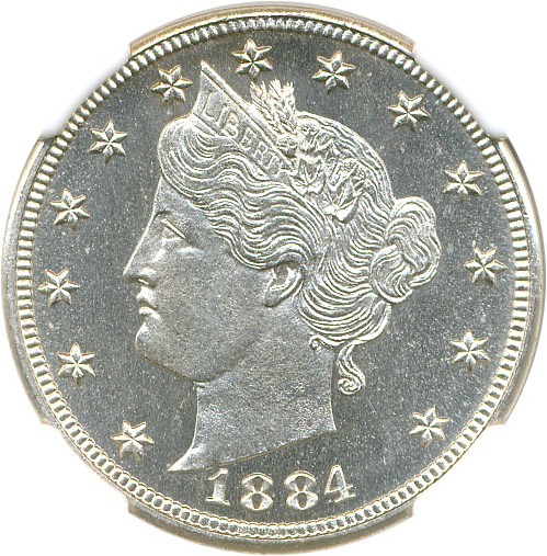 image for: 1884 5c NGC Proof 65 Cameo