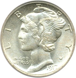 image for: 1917-S 10c PCGS MS63 FB