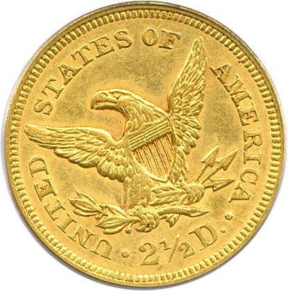 image for: 1859 $2 1/2 PCGS AU50 (Old Reverse)