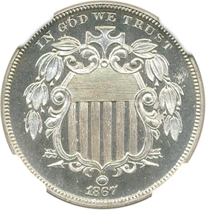 image for: 1867 5c NGC Proof 63 (No Rays)