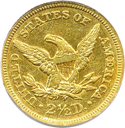 image for: 1845 $2 1/2 PCGS AU50