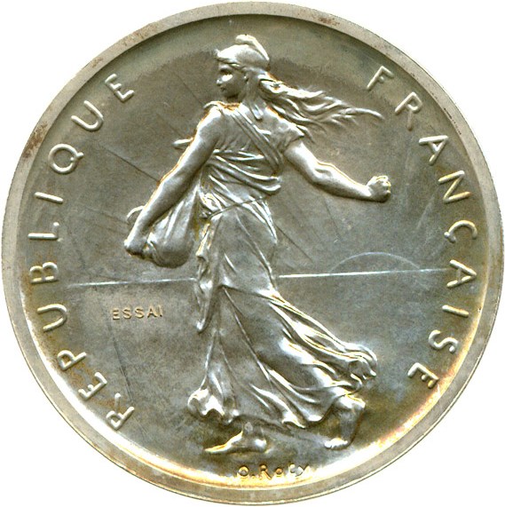 image for: France: 1959 5 Fr NGC PF67 Piefort (KM-PE326, Silver with Essai)