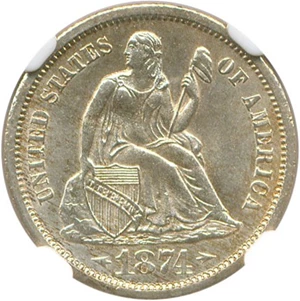 image for: 1874-S 10c NGC MS64 (Arrows)