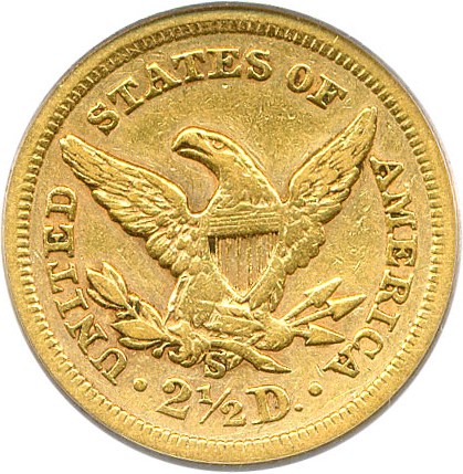 image for: 1876-S $2 1/2 PCGS VF35