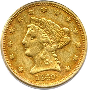 image for: 1840 $2 1/2 PCGS XF40
