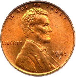 image for: 1945-S 1c PCGS MS67 RD
