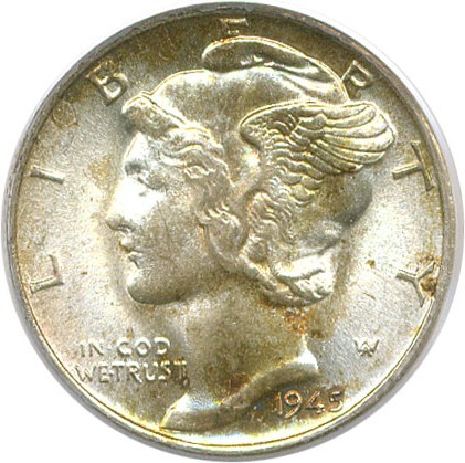 image for: 1945-S 10c PCGS/CAC MS65 FB (Micro S) OGH