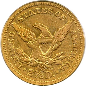 image for: 1865-S $2 1/2 PCGS XF40