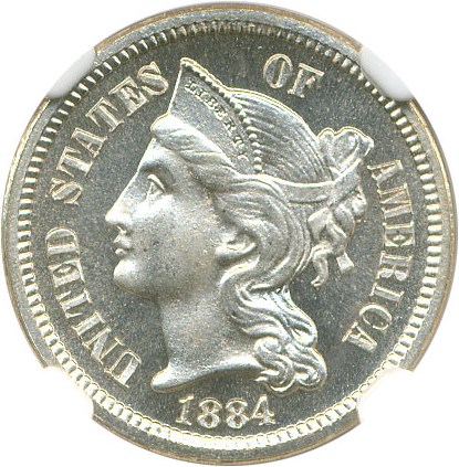 image for: 1884 3cN NGC/CAC Proof 67+ Cameo