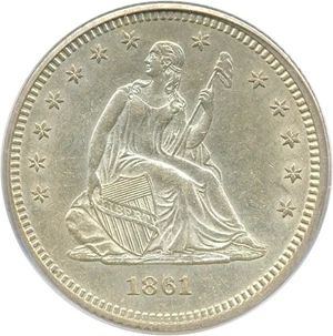 image for: 1861 25c PCGS AU53