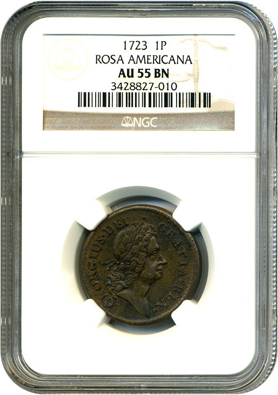 image for: 1723 Rosa Americana Penny NGC AU55