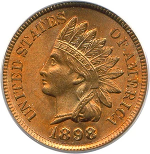 image for: 1898 1c PCGS/CAC MS65 RD