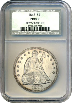 image for: 1868 $1 NCS Proof Details (Obverse Cleaned)