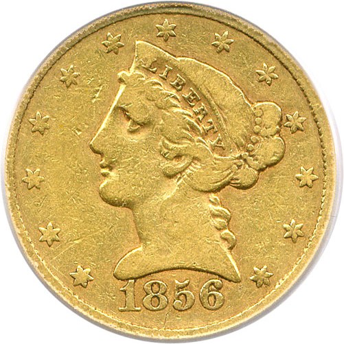 image for: 1856-S $5 PCGS VG-10