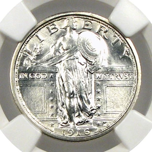 image for: 1916 25c NGC MS65 FH (Standing Liberty)