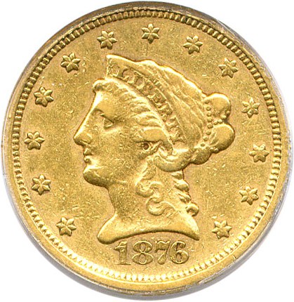 image for: 1876-S $2 1/2 PCGS VF35