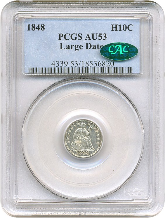 image for: 1848 H10c PCGS/CAC AU53