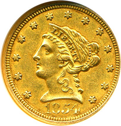 image for: 1854-O $2 1/2 NGC AU55