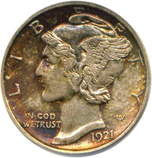 image for: 1921-D 10c PCGS MS63 FB