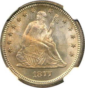 image for: 1877 25c NGC MS67 ex: Simpson