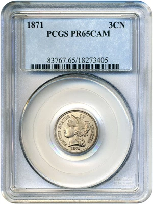 image for: 1871 3cN PCGS Proof 65 Cameo