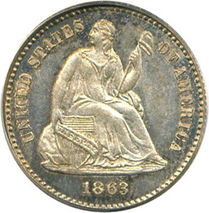 image for: 1863 H10c PCGS MS66 OGH