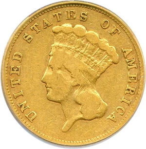 image for: 1860-S $3 PCGS F12