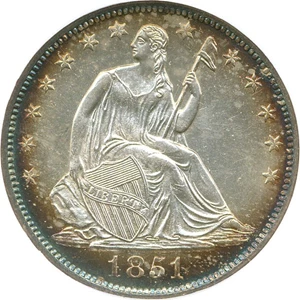 image for: 1851-O 50c NGC MS66 * Color *