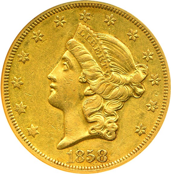 image for: 1858-O $20 NGC AU55