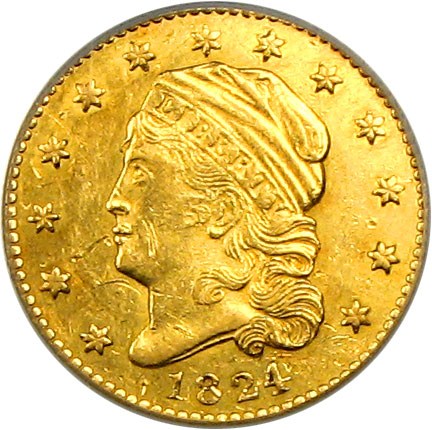 image for: 1824/1 $2 1/2 PCGS/CAC XF45 OGH