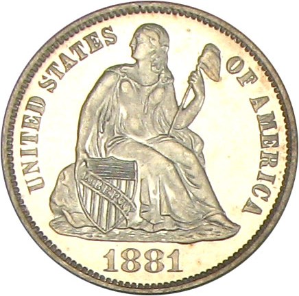 image for: 1881 10c PCGS/CAC Proof 65 Cameo