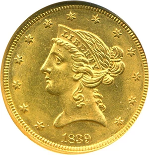 image for: 1839 $5 NGC MS63