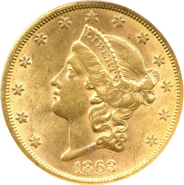 image for: 1863-S $20 NGC MS61