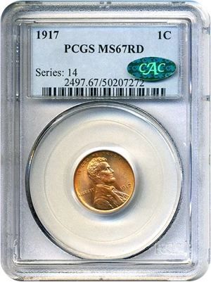 image for: 1917 1c PCGS/CAC MS67 RD