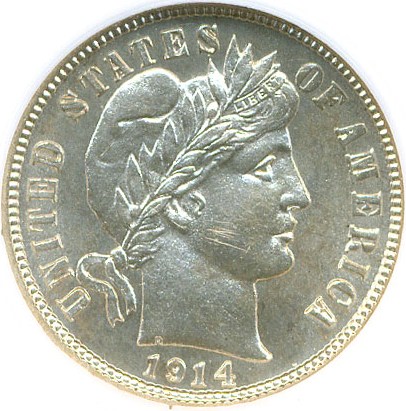 image for: 1914-S 10c NGC MS63