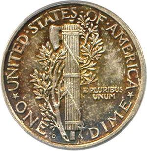 image for: 1921-D 10c PCGS MS63 FB