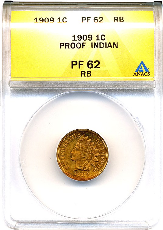 image for: 1909 1c ANACS Proof 62 RB (Indian)