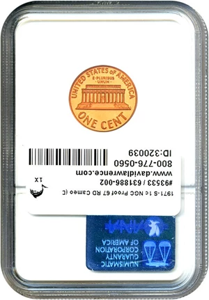 image for: 1971-S 1c NGC Proof 67 RD Cameo (DDO, FS-032)