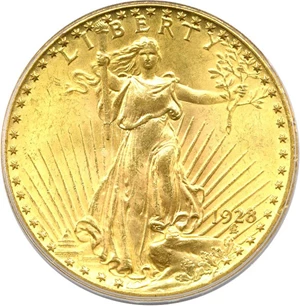 image for: 1928 $20 PCGS MS65