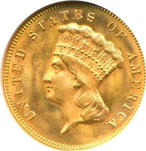image for: 1874 $3 NGC MS65