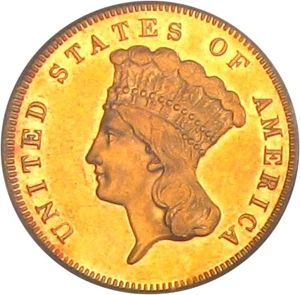 image for: 1877 $3 PCGS MS61
