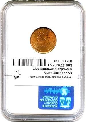 image for: 1944-D/S 1c NGC MS64 RD (FS-020)