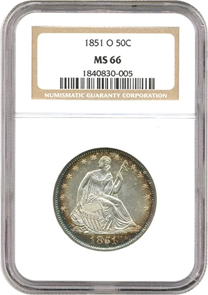 image for: 1851-O 50c NGC MS66 * Color *
