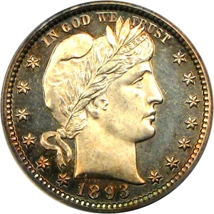 image for: 1893 25c PCGS/CAC Proof 64 Cameo