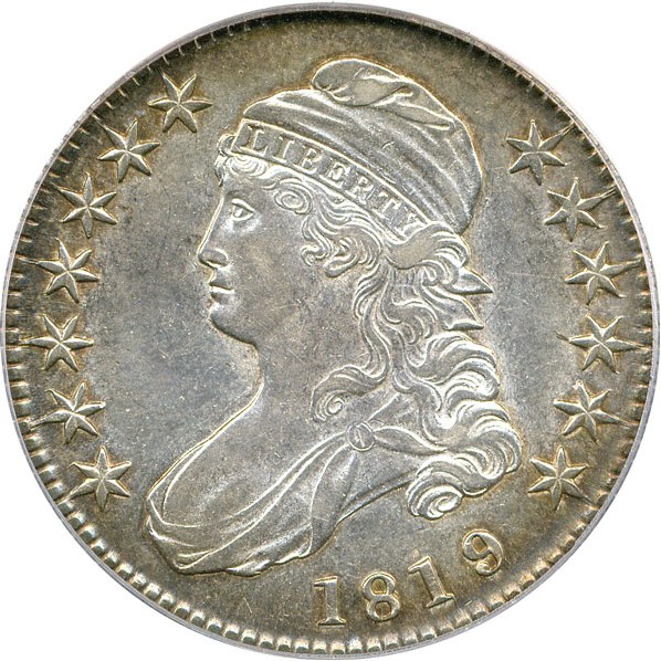 image for: 1819/8 50c PCGS/CAC AU50 (Large 9)