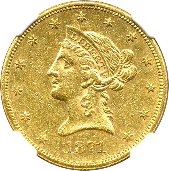 image for: 1871-CC $10 NGC AU55