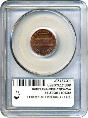image for: 1970-S 1c PCGS MS64 RB (Large Date, Doubled Die Obverse)
