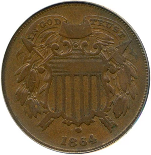 image for: 1864 2c PCGS VF20 (Small Motto)