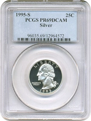 image for: 1995-S 25c PCGS Proof 69 DCameo (Silver)